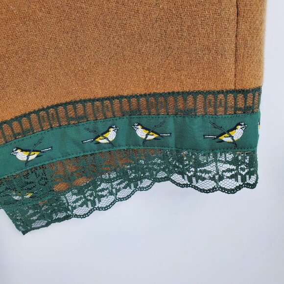 J. Crew Wool Blend Cottagecore Academia Librarian Artsy Bird Ribbon Lace Hem 2 - Picture 3 of 9